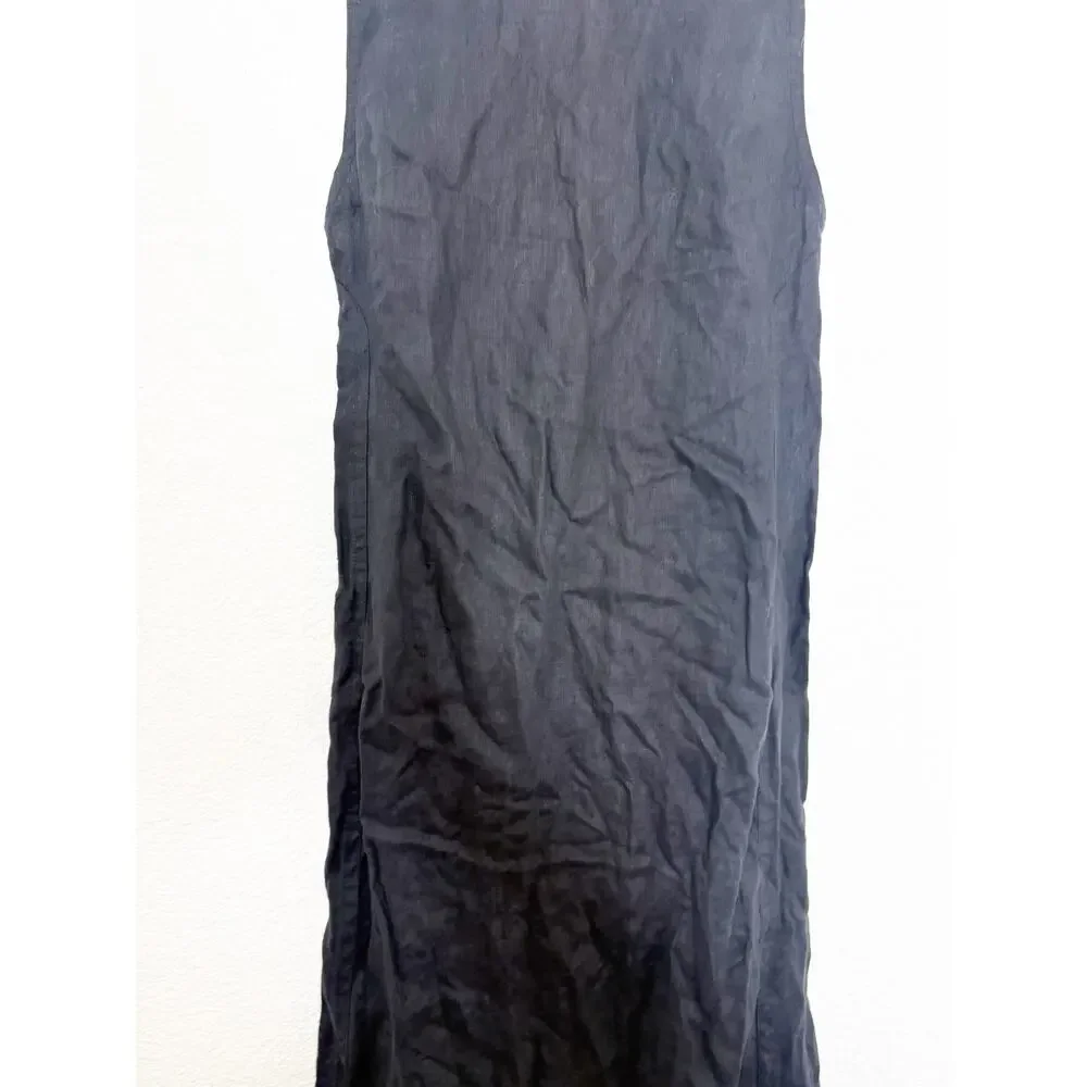 NWT Zara 100% Linen Midi Dress Size Small Black 2731/094 Lagenlook Preppy Chic - Picture 10 of 14